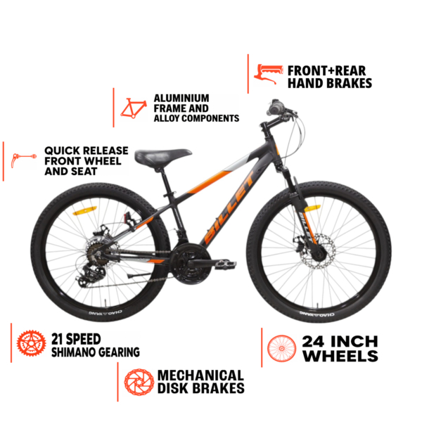 Billet Breaker 24″ Kids Mountain Bike – Black/Orange