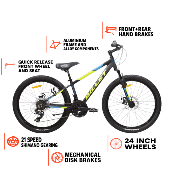 Billet Breaker 24″ Kids Mountain Bike – Black/Yellow