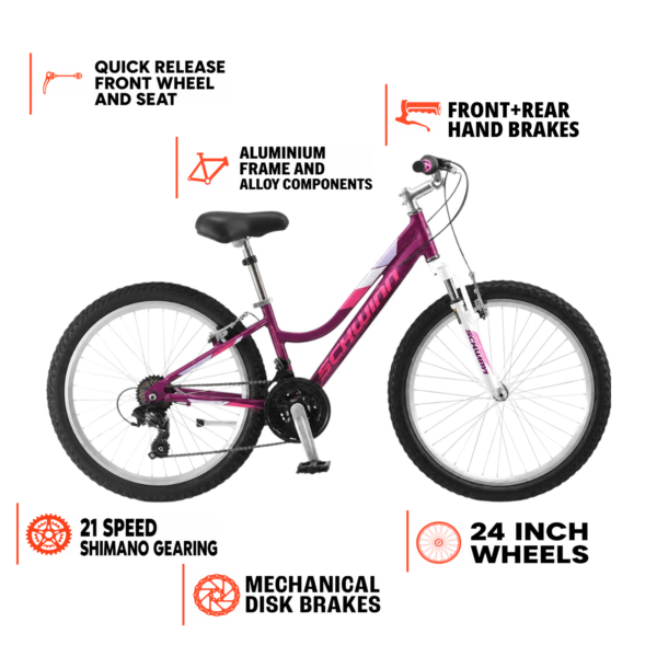 Schwinn Breaker 24″ Youth Mountain Bike – Purple/Pink